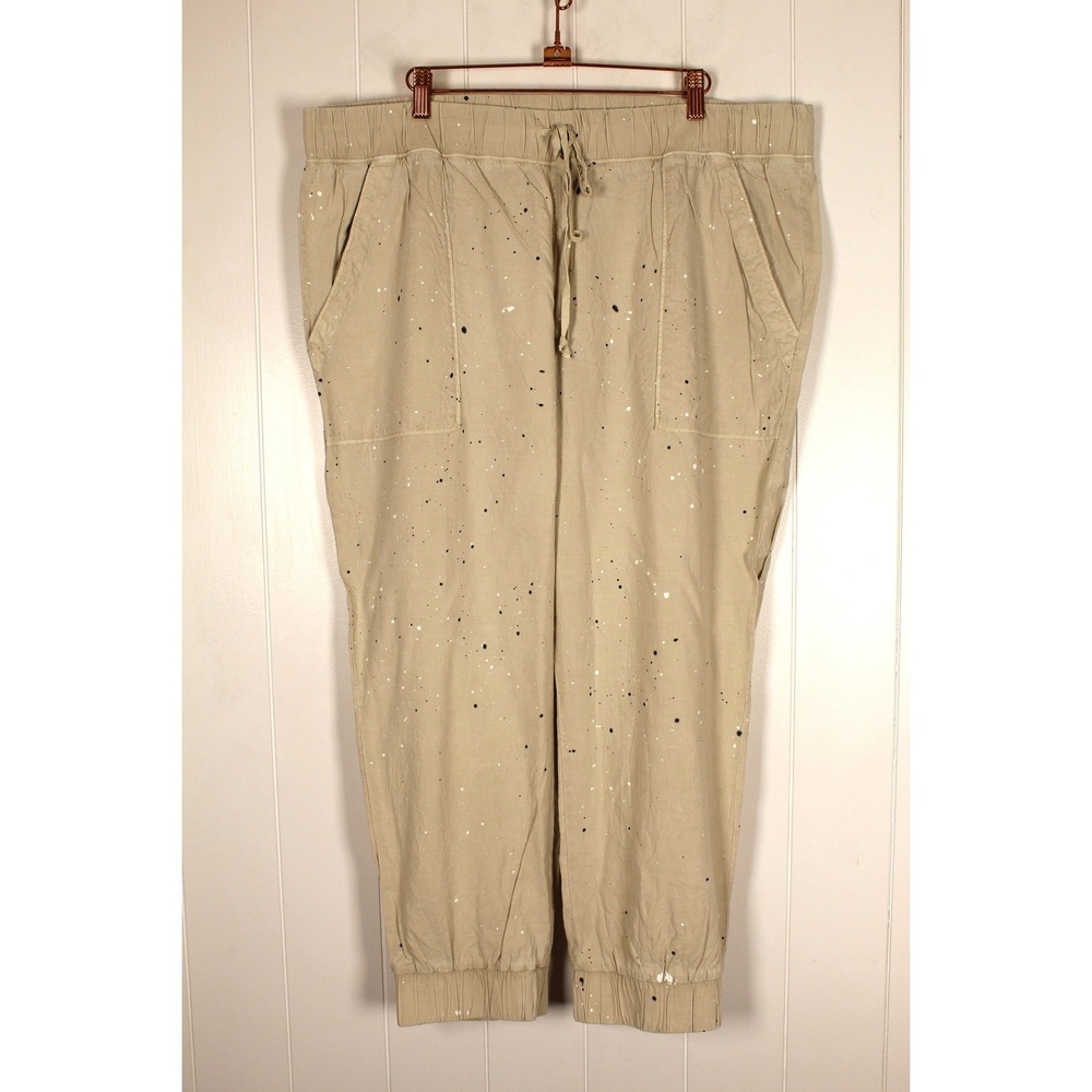 Side Stitch Los Angeles Tan with Paint Splatter Joggers 100% Tensel‎  Size XL
